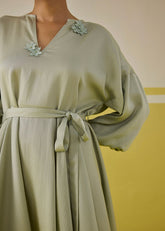 A Model Wearing Multicolor Daisy Mint Tencel Dress, curated by Only Ethikal